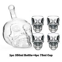 Skull Bottle Glass Cup Set Crystal Skull Decanter Glasses Shot Glass Mug Wine Vodka Bottles Transparent Whiskey Cocktail Barware 75ml cup