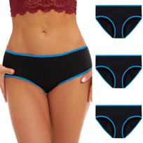 Plus Size Leakproof Absorbent Low Rise Triangle Period Underwear for Women 3 Pack Comfortable Breathable Menstrual Panties S mėlyna