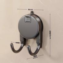 Reusable Suction Cup Hook Waterproof Wall Double Hooks Punch-free Kitchen Bathroom Towel Robe Clothes Hanger Hook Home Accessory