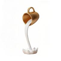 Resin Craft Coffee Cup Ornaments 3D Suspended Cup Sculpture Floating Spilling Coffee Cup  Desktop Style C