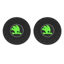 tkjhr8 PVC 2pcs Car Cup Mat Anti-Slip Water Coaster Styling for Skoda Logo VRS Yeti Kodiaq Rapid Octavia Fabia Superb 2 3 Karoq Scala