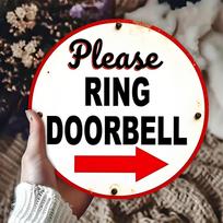 Vintage Please Ring Doorbell Metal Sign 20x30cm Rustic Red Arrow Aluminum Wall Art Home Decor