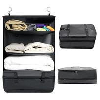 Three Layer Hanging Travel Organizer Bag with Mesh Compartments and Zippered Bottom for Suitcase Closet Storage One Size juoda