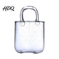 Iced Tea Glass Cup Handmade Purse 550ml Borosilicate Tote Shape Unique Drinkware