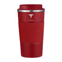 VCZRW1 Car Stainless Steel Coffee Cup Double Layer Vacuum Insulation Cup For Tesla Model 3 Model X S 2016-2020 Decals TM3 TMX TMS Decal raudona
