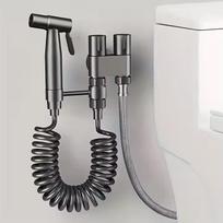 High-Pressure Stainless Steel Handheld Bidet Sprayer Set Modern Design Toilet Shattaf for Bathroom Use (silver,Stainless Steel) sidabras