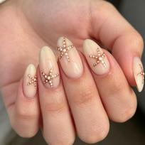 24 Vasaros Nagų Dailės Jūrų Žvaigždės Nude Švelnus Blizgučiai Rankdarbiai Ilgi Migdolo Formos Nešiojami Nagai Jelly glue + rubbing strips*3pcs