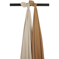 Meyco Baby muslino vystyklai / apklotai 120 × 120 cm (2 vnt.), Sand/Toffee