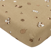 Meyco Baby medvilninė paklodė su guma 60 × 120 cm, Forest Animals Sand