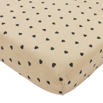 Meyco Baby medvilninė paklodė su guma 60 × 120 cm, Sweet Heart Soft Sand/Black