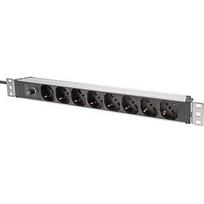 Digitus 19" power strip with aluminum profile, 8-way Italian output, 1U (red/aluminium, 2 meter cable, backup fuse 10A, IEC C14 plug) DN-95410-IT