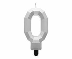 GoDan 0 numerio žvakė - Deimantas, metalinis sidabras, 7,6 cm