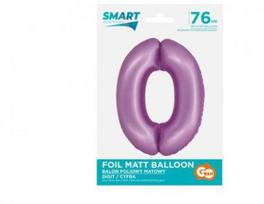 GoDan Foil balionas Smart Cyfra 0 levandų matinis 76 cm