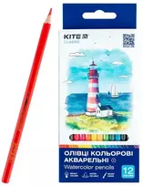 Spalvoti šešiabriauniai akvareliniai pieštukai CLASSIC, Kite, 12 sp. + teptukas