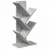Medinis 4-juos aukštų knygų stovas 30 x 18 x 60 cm Betono pilka
