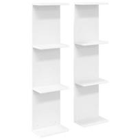 Sieninė lentyna 2 pcs Balta 25 x 15 x 100 cm Apdirbta mediena