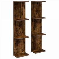 Sieninė lentyna 2 pcs Dūminio ąžuolo 25 x 15 x 100 cm
