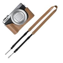G7X2 G7X3 PU Odinis Pusinis Fotoaparato Dėklas Canon PowerShot G7X Mark II III Su Baterijos Durelėmis ir Dirželiu ruda