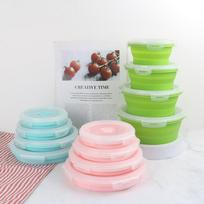 Sulankstomas silikoninis priešpiečių dėžutė: Nešiojama, sulankstoma bento dėžutė maisto šviežumui išsaugoti 350ml mėlyna