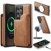 For Magsafe Charging 2 in 1 Detachable Leather Case For Samsung Galaxy S25 S24 Plus S23 Ultra Magnetic Wallet Cards Cover For Samsung S25 ruda