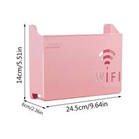Belaidis Wi-Fi maršrutizatoriaus lentyna, laikymo dėžutė, pakabinama ant sienos, ABS plastiko organizatoriaus dėžutė, kabelių, maitinimo, apyrankių organizatoriaus dėžutė, namų dekoras, nauja pink