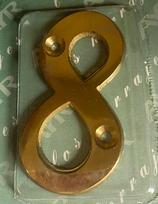 Buto / namo durų numeris, 6 cm, "8", žalvaris