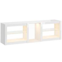 TV komoda su RGB LED apšvietimu ir stiklinėmis lentynomis, iki 75 colių televizoriams, balta