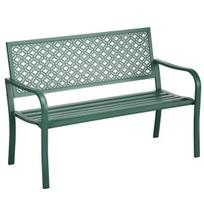 Sodo suoliukas, metalinis, 2 vietų, iki 240 kg, 127x63x83 cm, tamsiai žalias
