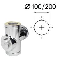 Izoliuotas T formos 90° galas su priešpriešine revizija ir adapteriu. D-100/200 mm.