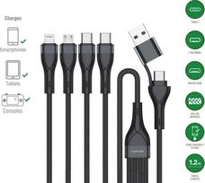4SMARTS USB-C USB-A LAIDAS 4IN1 1.2M TELEFONAMS, PLANŠETINIAMS KOMPIUTERIAMS GREITAS ĮKROVIMAS