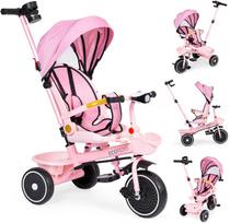 Triratukas vežimėlis 2in1 su pasukama sėdyne, sulankstomas su stogeliu, rožinis - ECOTOYS