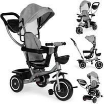 Triratukas vežimėlis 2in1 su pasukama sėdyne, sulankstomu stogeliu - pilkas ECOTOYS