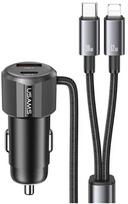 USAMS YT Series CC287 automobilinis įkroviklis 66W 1xUSB-A 1xUSB-C + 2in1 USB-C/Lightning Cable