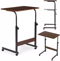 Mobile laptop table – side desk for armchair and sofa in dark walnut finish, ModernHome