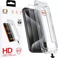TEL PROTECT Dust-Free Easy Fit Full Glue 6D Tempered Glass for iPhone 15 Pro, Black