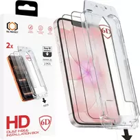 TEL PROTECT Dust-Free Easy Fit Full Glue 6D Tempered Glass for iPhone 13/13 Pro/16E/17E, black - 2 pieces