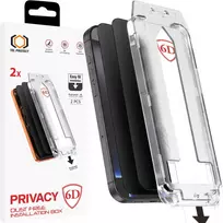 TEL PROTECT Dust-Free Easy Fit Privacy Full Glue 6D Tempered Glass for iPhone 16 Pro/17, Black - 2 pieces