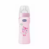 Chicco Well-Being Silicone Baby Bottle Fast Flux Rose 4m+ 330ml