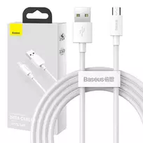Baseus Simple Wisdom Duomenų Kabelių Rinkinys USB į Micro 2.1A (2 vnt./Rinkinys) 1,5 m Balta universalus