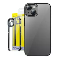 Baseus Žvilgantys Skaidrus dėklas ir Stiklo komplektas iPhone 14 Plus (juodas) universaliems telefonams