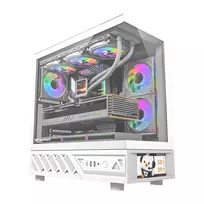 DarkFlash DS950V kompiuterio korpusas su ekranu (balta) + 6 universalūs ventiliatoriai