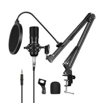 Kondensatorinis mikrofonas Puluz PU612B Studijinis ir transliacijų universalus