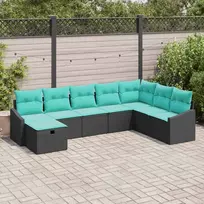 Sodo Sofų Rinkinys su pagalve 8 pcs Juoda Poli ratanas