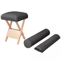 Taburetė masažui, juoda, su 12cm storio sėdyne ir 2 atramomis