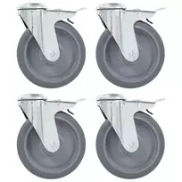 Ratukai su stabdžiais, 4vnt., 125mm, tvirtinami varžtu