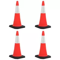 Įspėjamieji kūgiai su tvirtais pagrindais, 4vnt., 75cm