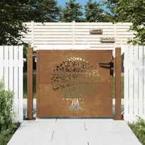 Sodo vartai, 100x75 cm, Corten plienas, medžio raštas