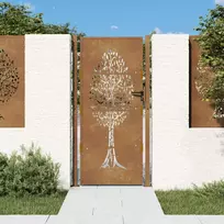 Sodo vartai, 100x200 cm, Corten plienas, medžio raštas