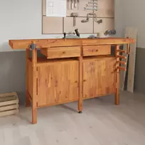 Darbastalis su stalčiais ir spaustukais, 162x62x83cm, akacija