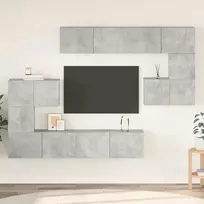 Televizoriaus spintelių komplektas, 8 dalių, betono, mediena